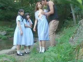 Fuck-a-thon in the woods with two Horny Sluts and one Lucky Guy after a Picnic